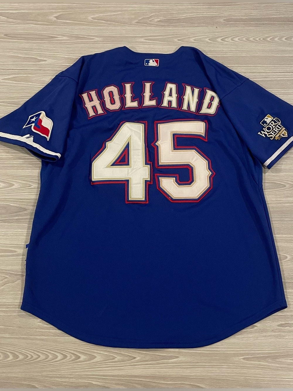 Majestic Texas Rangers Derek Holland #45 Baseball Jersey Blue Men’s Size 52 XL